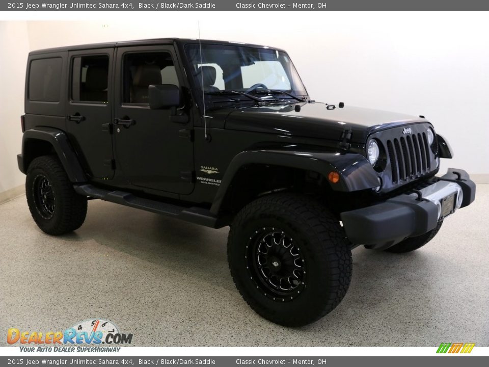 2015 Jeep Wrangler Unlimited Sahara 4x4 Black / Black/Dark Saddle Photo #1