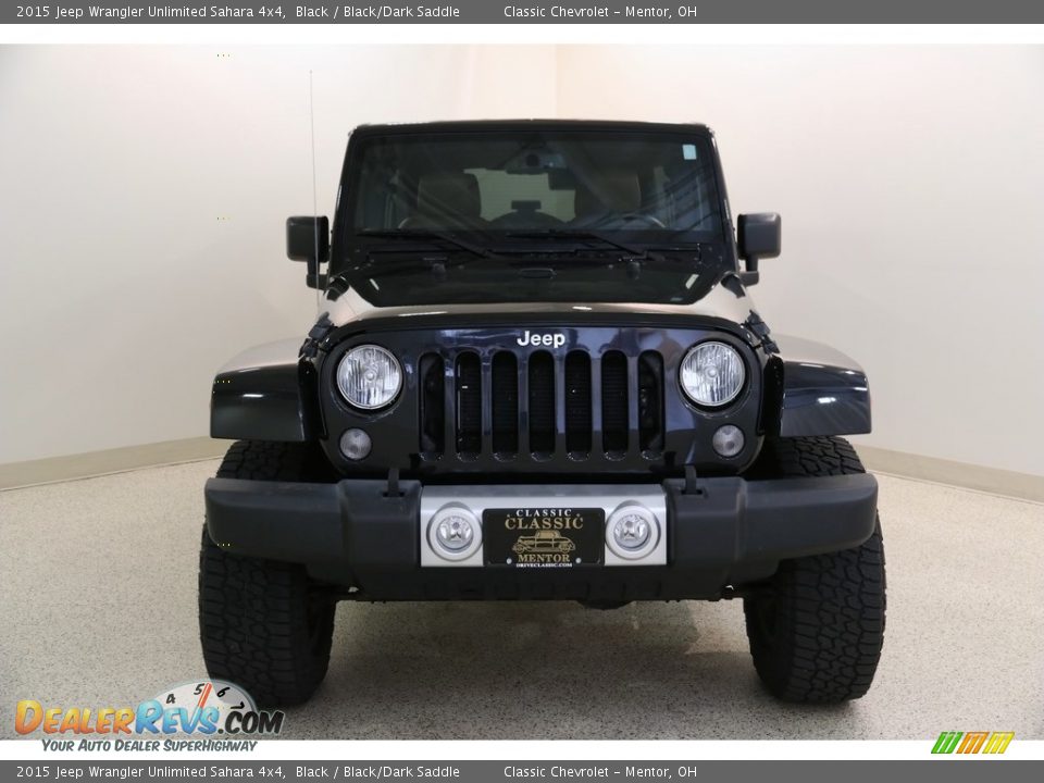 2015 Jeep Wrangler Unlimited Sahara 4x4 Black / Black/Dark Saddle Photo #2