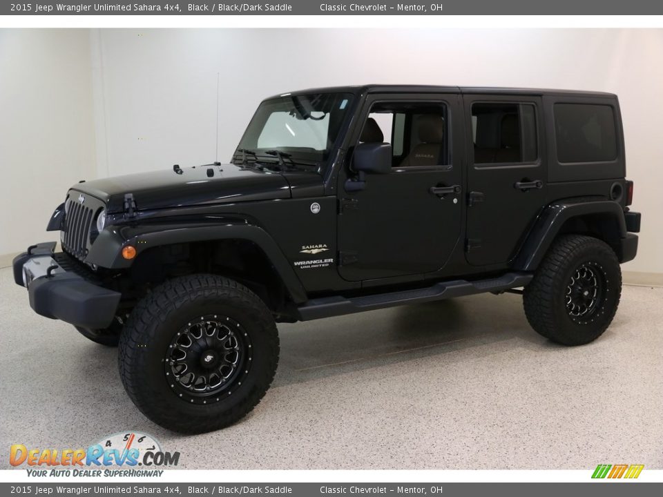2015 Jeep Wrangler Unlimited Sahara 4x4 Black / Black/Dark Saddle Photo #3
