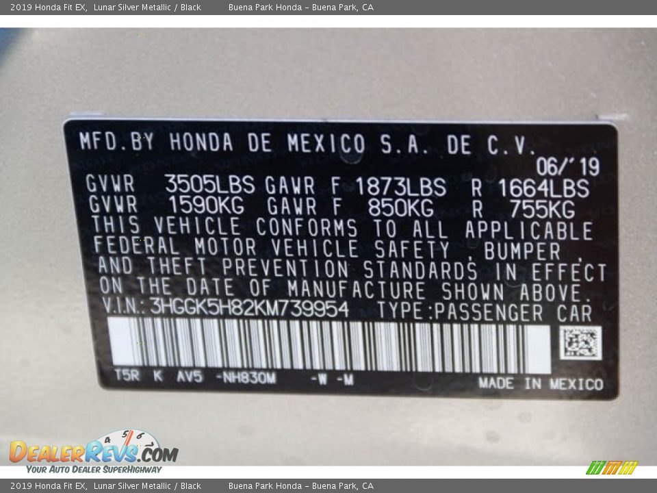 2019 Honda Fit EX Lunar Silver Metallic / Black Photo #36