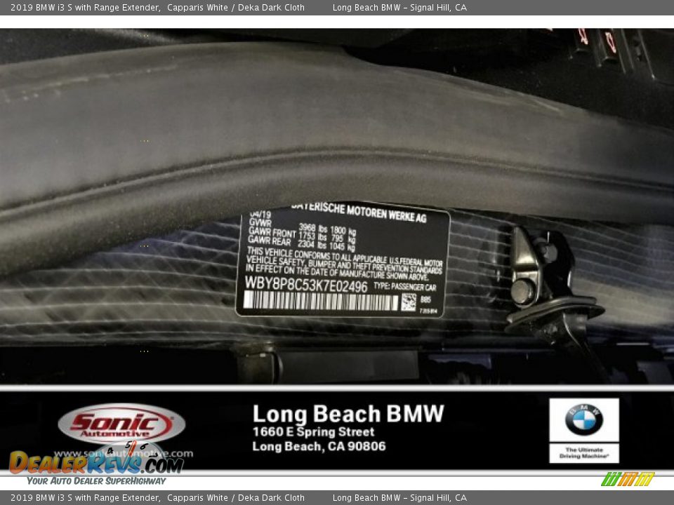 2019 BMW i3 S with Range Extender Capparis White / Deka Dark Cloth Photo #12