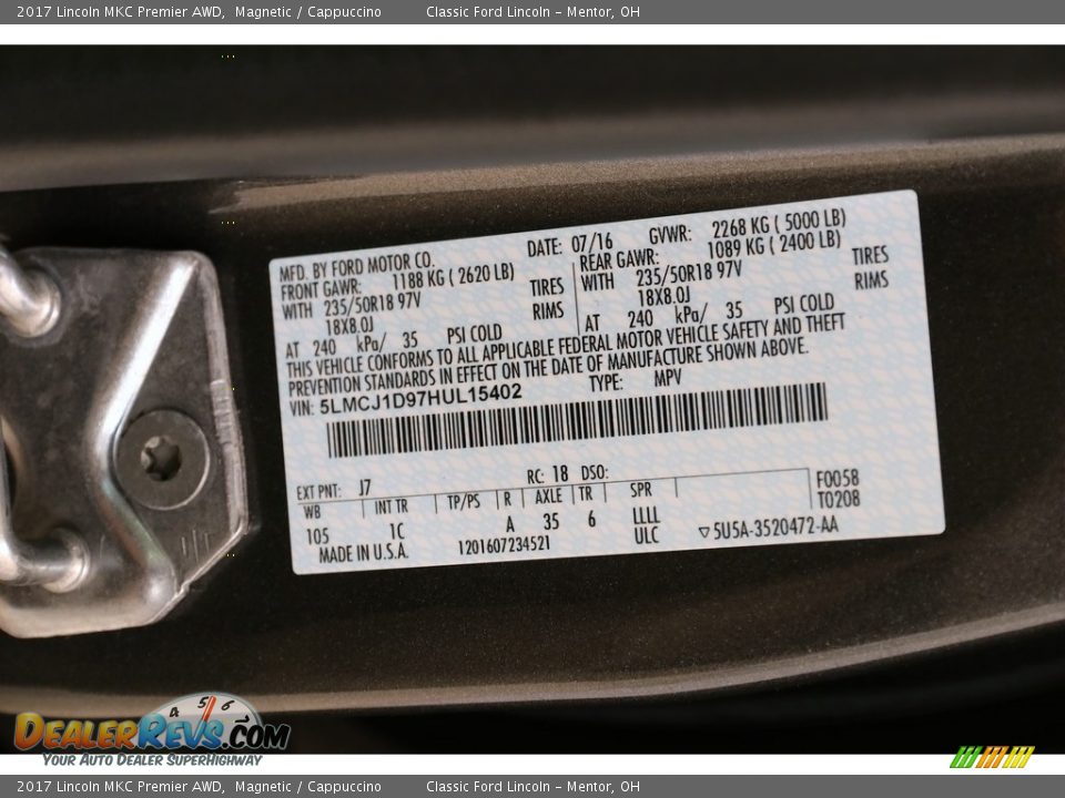 2017 Lincoln MKC Premier AWD Magnetic / Cappuccino Photo #27