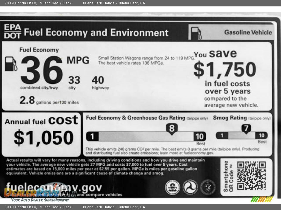 2019 Honda Fit LX Milano Red / Black Photo #35