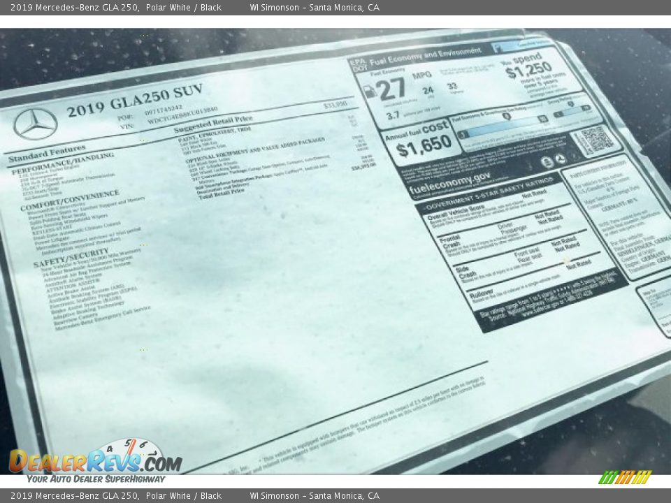 2019 Mercedes-Benz GLA 250 Polar White / Black Photo #10