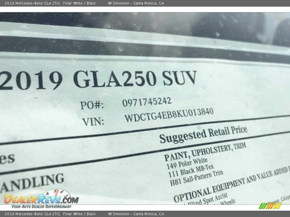 2019 Mercedes-Benz GLA 250 Polar White / Black Photo #11