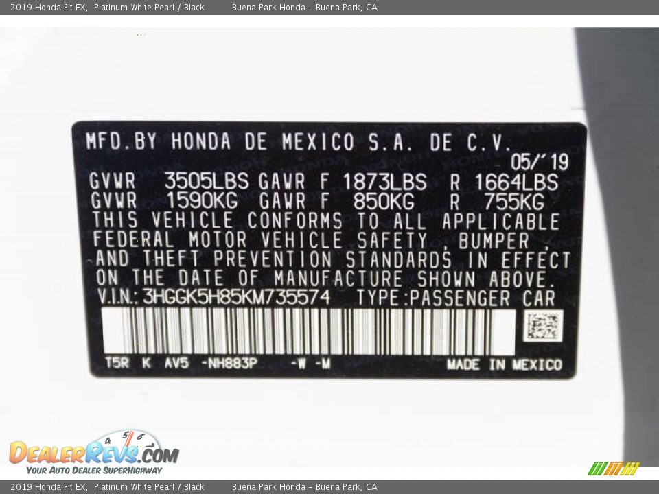 2019 Honda Fit EX Platinum White Pearl / Black Photo #28