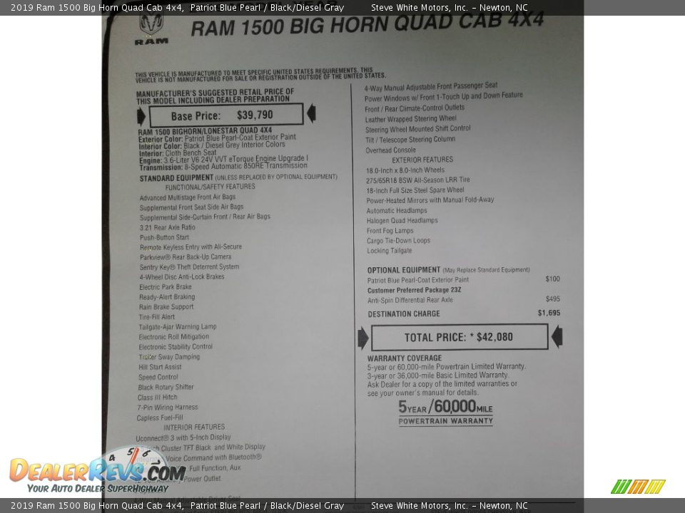 2019 Ram 1500 Big Horn Quad Cab 4x4 Patriot Blue Pearl / Black/Diesel Gray Photo #30