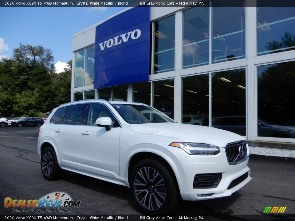 2020 Volvo XC90 T5 AWD Momentum Crystal White Metallic / Blond Photo #1