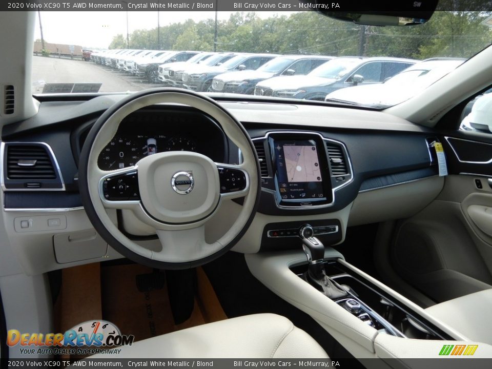 2020 Volvo XC90 T5 AWD Momentum Crystal White Metallic / Blond Photo #9