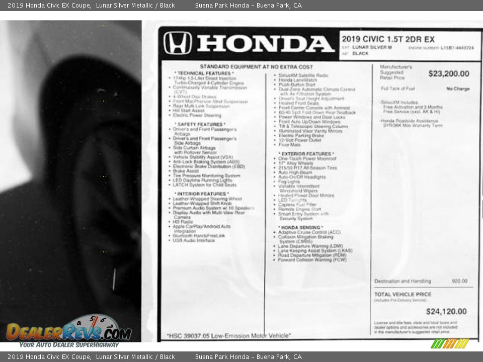2019 Honda Civic EX Coupe Lunar Silver Metallic / Black Photo #34
