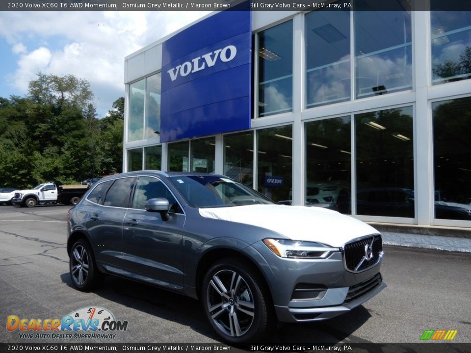 2020 Volvo XC60 T6 AWD Momentum Osmium Grey Metallic / Maroon Brown Photo #1