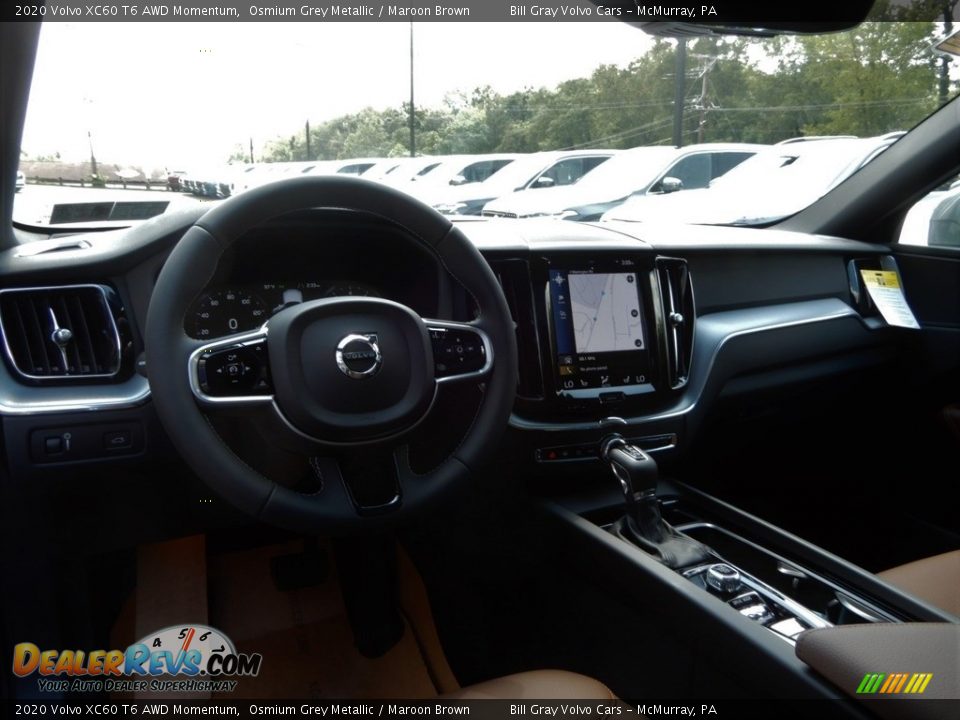 2020 Volvo XC60 T6 AWD Momentum Osmium Grey Metallic / Maroon Brown Photo #9