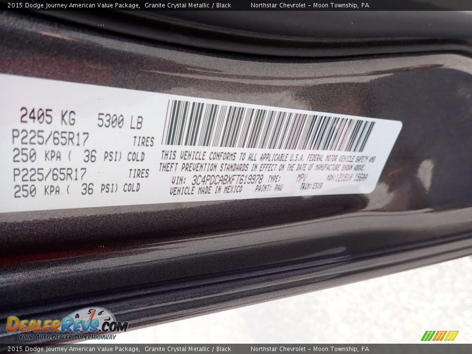2015 Dodge Journey American Value Package Granite Crystal Metallic / Black Photo #29