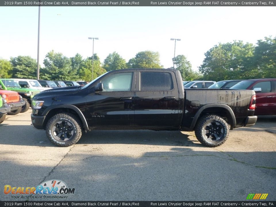2019 Ram 1500 Rebel Crew Cab 4x4 Diamond Black Crystal Pearl / Black/Red Photo #2