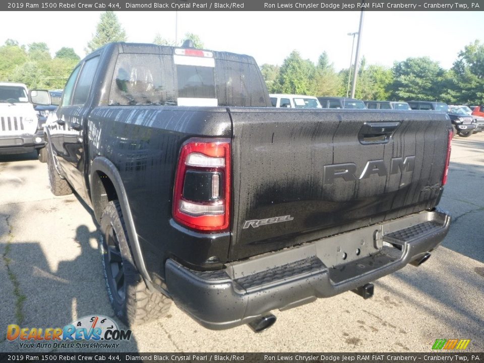 2019 Ram 1500 Rebel Crew Cab 4x4 Diamond Black Crystal Pearl / Black/Red Photo #3