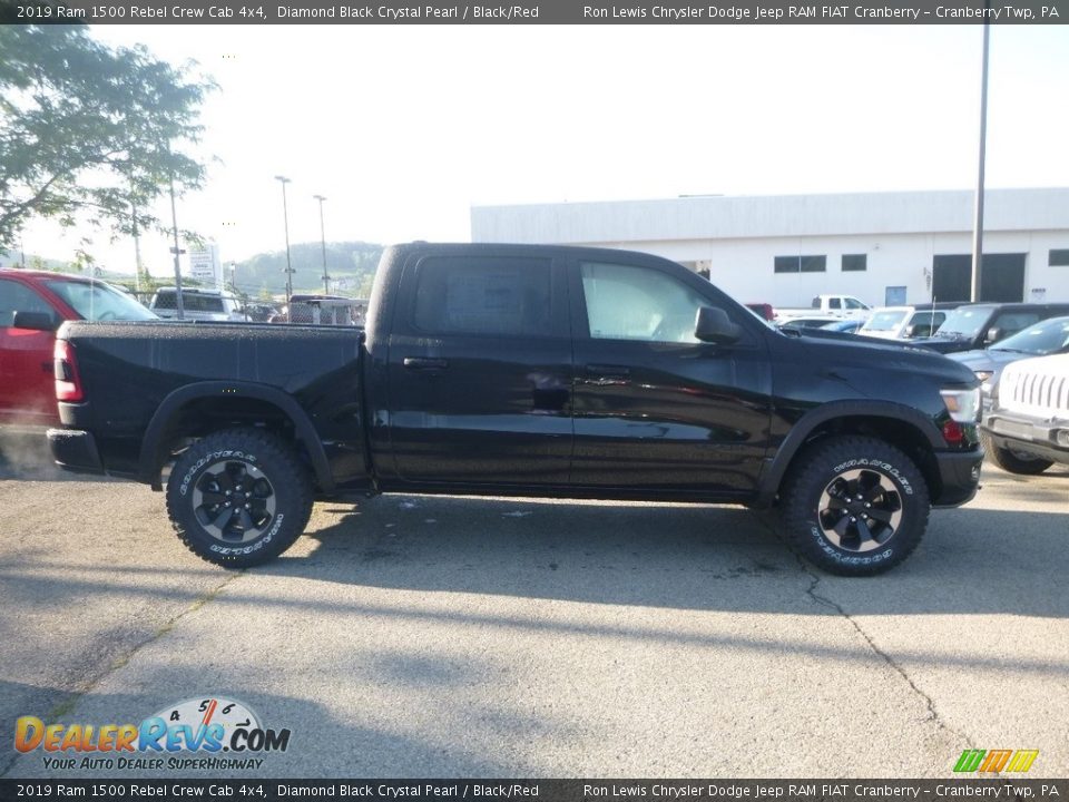 2019 Ram 1500 Rebel Crew Cab 4x4 Diamond Black Crystal Pearl / Black/Red Photo #6