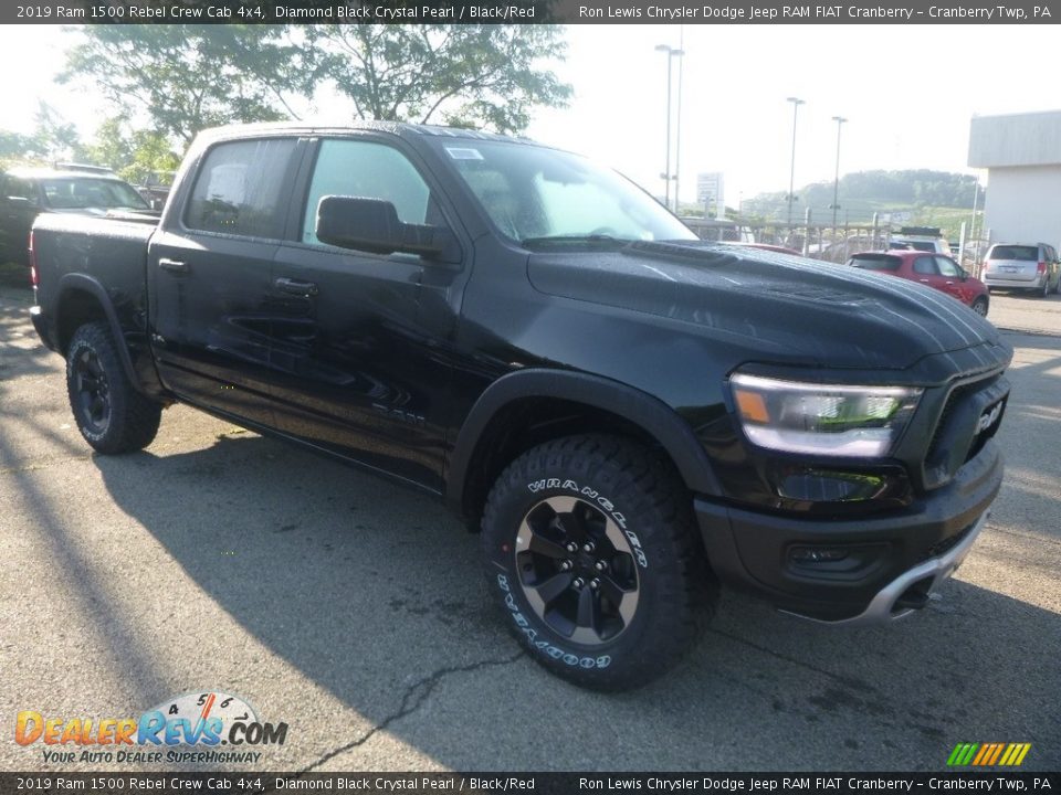 2019 Ram 1500 Rebel Crew Cab 4x4 Diamond Black Crystal Pearl / Black/Red Photo #7
