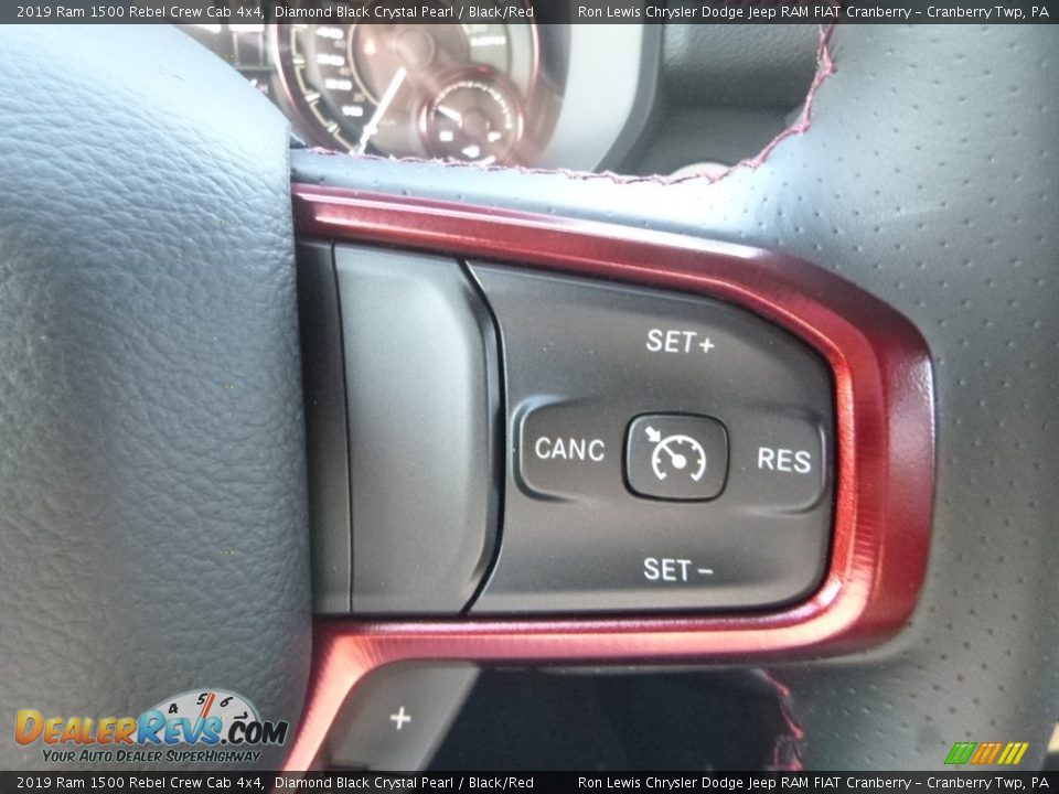 2019 Ram 1500 Rebel Crew Cab 4x4 Diamond Black Crystal Pearl / Black/Red Photo #17