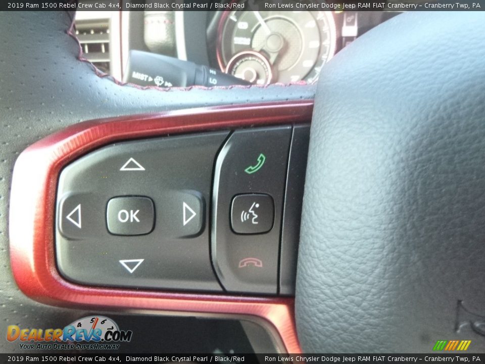 2019 Ram 1500 Rebel Crew Cab 4x4 Diamond Black Crystal Pearl / Black/Red Photo #18
