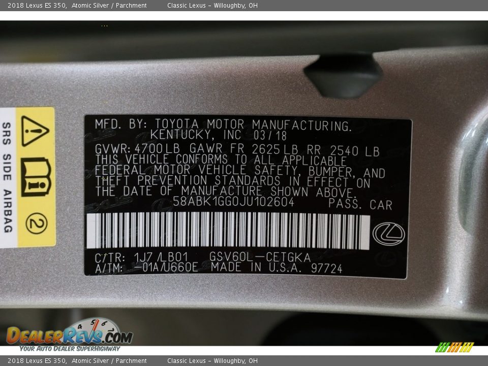2018 Lexus ES 350 Atomic Silver / Parchment Photo #26