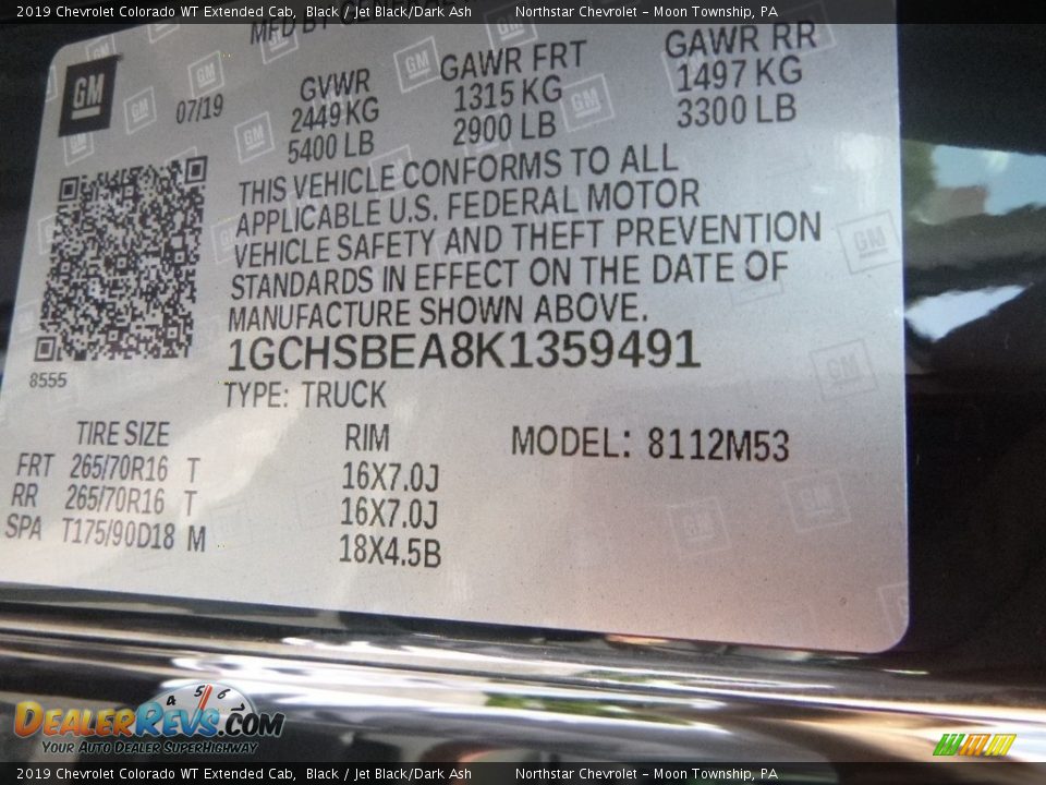 2019 Chevrolet Colorado WT Extended Cab Black / Jet Black/Dark Ash Photo #14