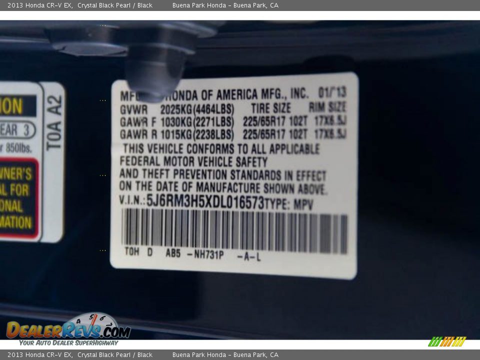 2013 Honda CR-V EX Crystal Black Pearl / Black Photo #34