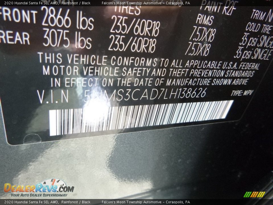 2020 Hyundai Santa Fe SEL AWD Rainforest / Black Photo #12