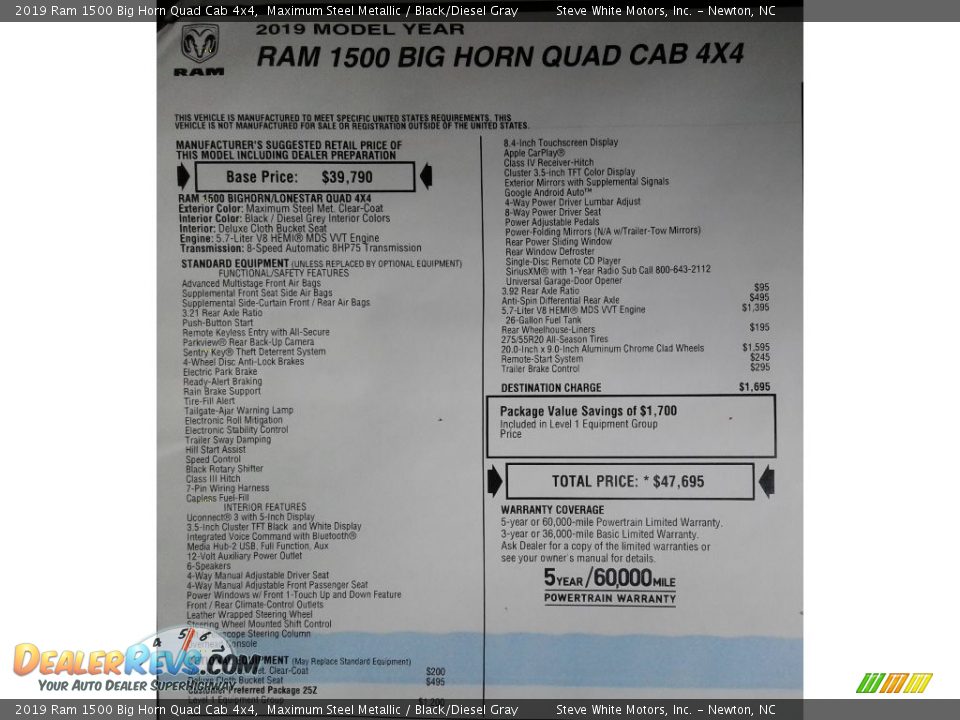 2019 Ram 1500 Big Horn Quad Cab 4x4 Maximum Steel Metallic / Black/Diesel Gray Photo #31