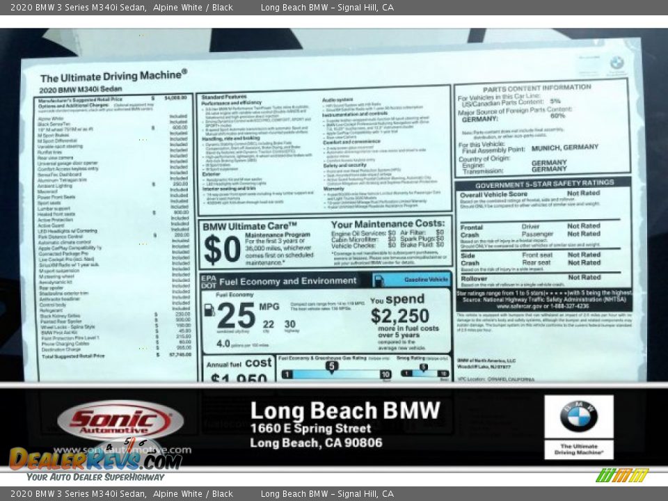 2020 BMW 3 Series M340i Sedan Alpine White / Black Photo #10