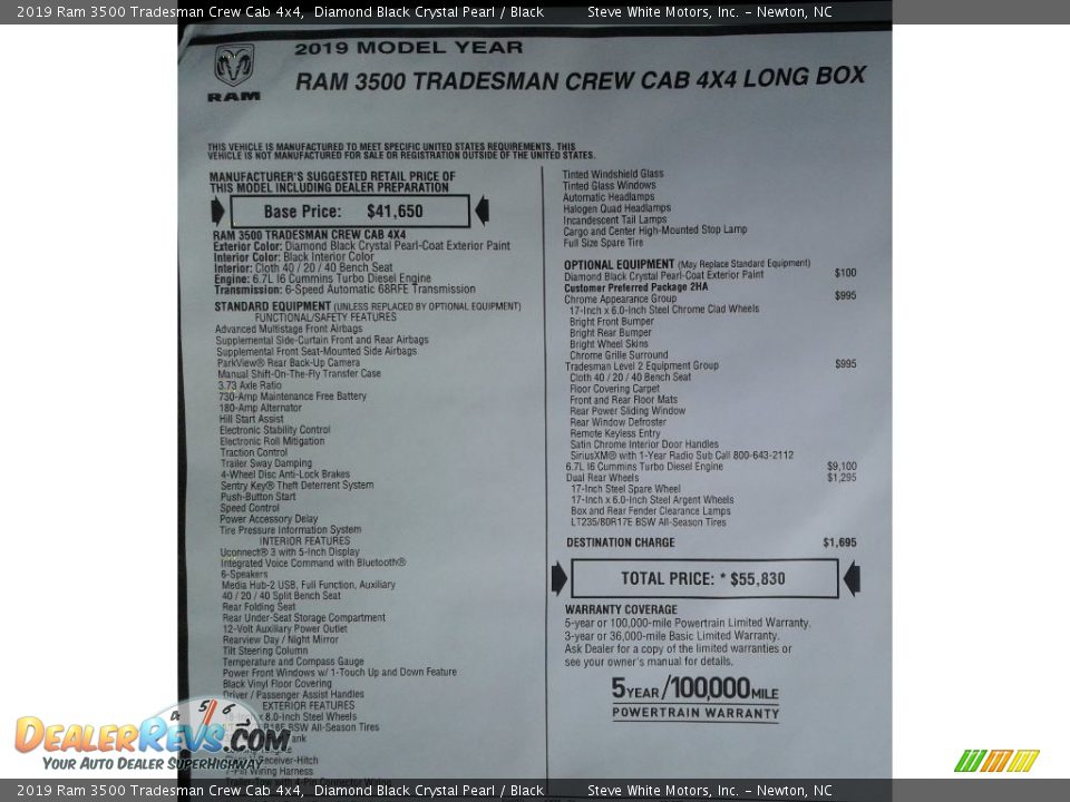 2019 Ram 3500 Tradesman Crew Cab 4x4 Diamond Black Crystal Pearl / Black Photo #29