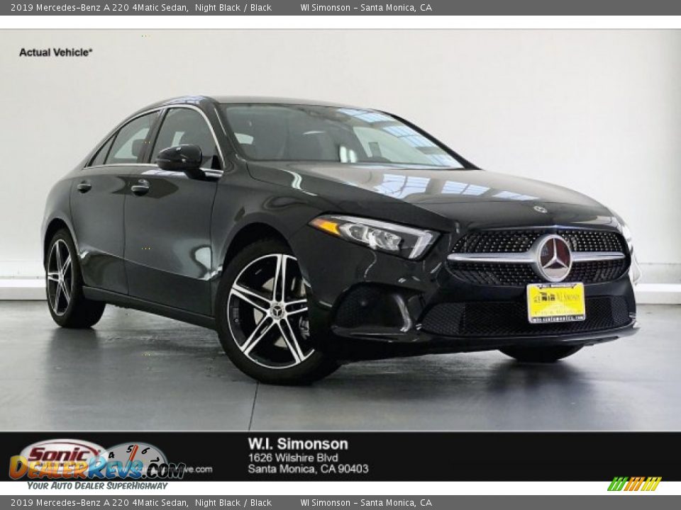 2019 Mercedes-Benz A 220 4Matic Sedan Night Black / Black Photo #1