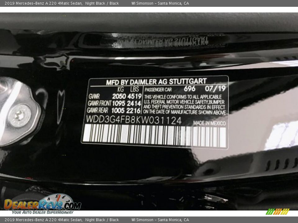 2019 Mercedes-Benz A 220 4Matic Sedan Night Black / Black Photo #11