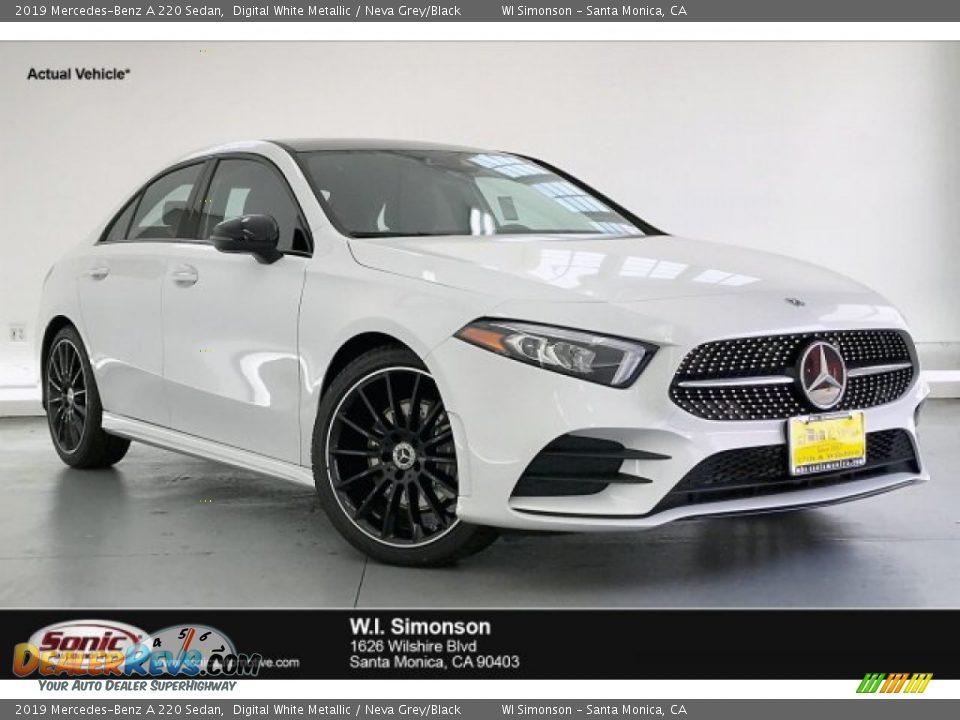 2019 Mercedes-Benz A 220 Sedan Digital White Metallic / Neva Grey/Black Photo #1
