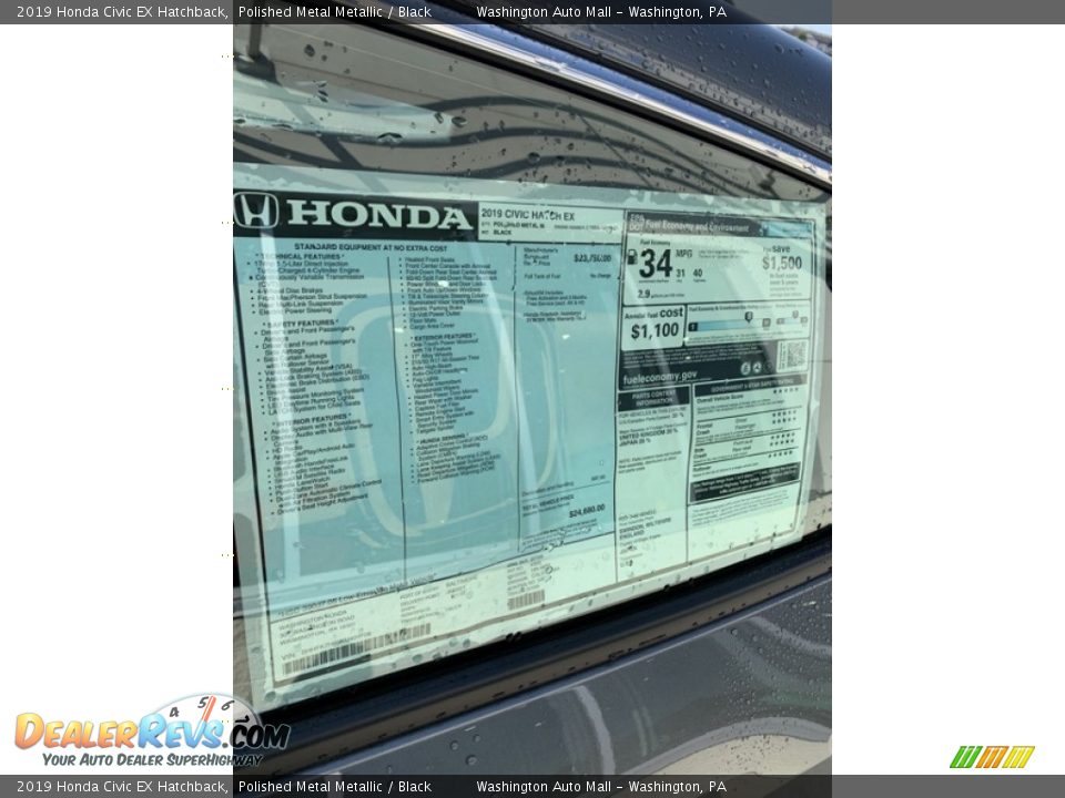 2019 Honda Civic EX Hatchback Polished Metal Metallic / Black Photo #15