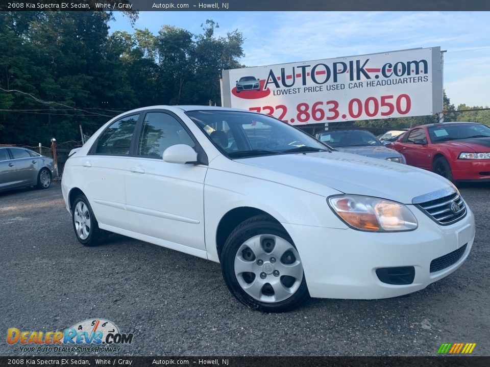 2008 Kia Spectra EX Sedan White / Gray Photo #1