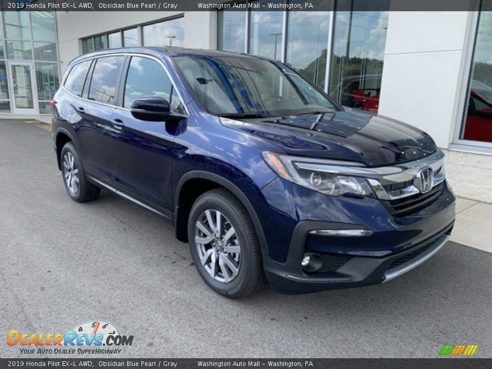 2019 Honda Pilot EX-L AWD Obsidian Blue Pearl / Gray Photo #2