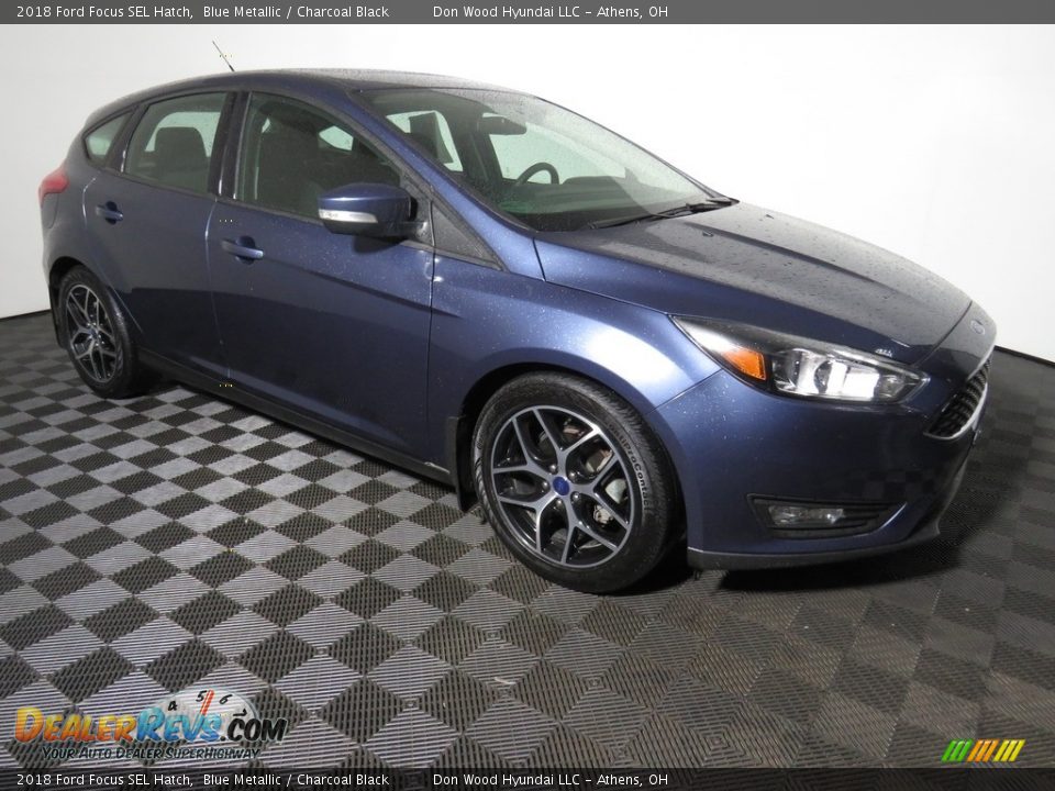 2018 Ford Focus SEL Hatch Blue Metallic / Charcoal Black Photo #3
