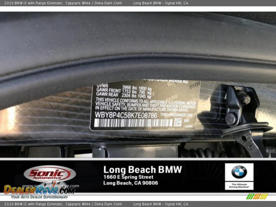 2019 BMW i3 with Range Extender Capparis White / Deka Dark Cloth Photo #11