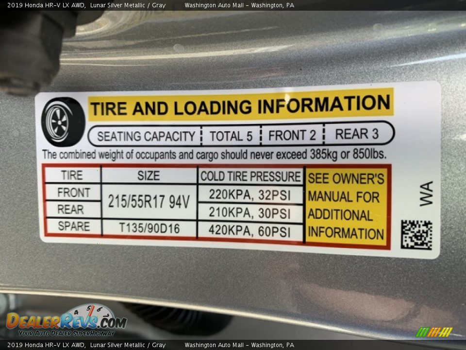 2019 Honda HR-V LX AWD Lunar Silver Metallic / Gray Photo #8