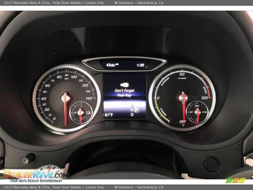 2017 Mercedes-Benz B 250e Polar Silver Metallic / Crystal Grey Photo #20