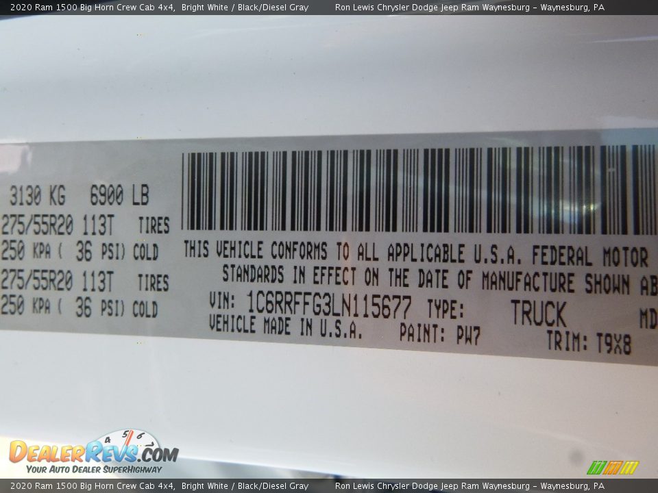 2020 Ram 1500 Big Horn Crew Cab 4x4 Bright White / Black/Diesel Gray Photo #16