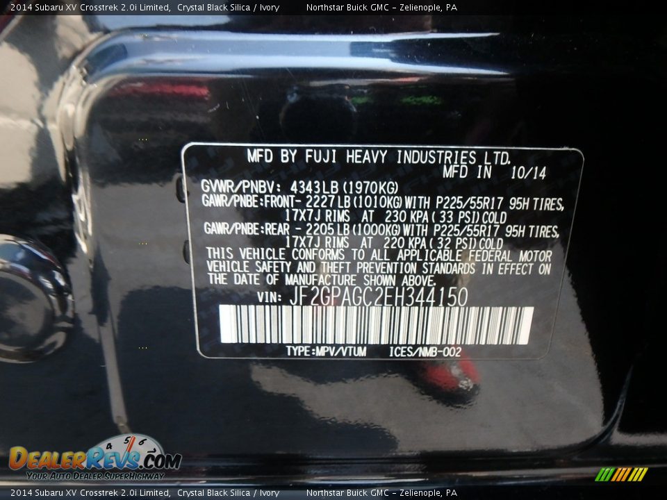 2014 Subaru XV Crosstrek 2.0i Limited Crystal Black Silica / Ivory Photo #15