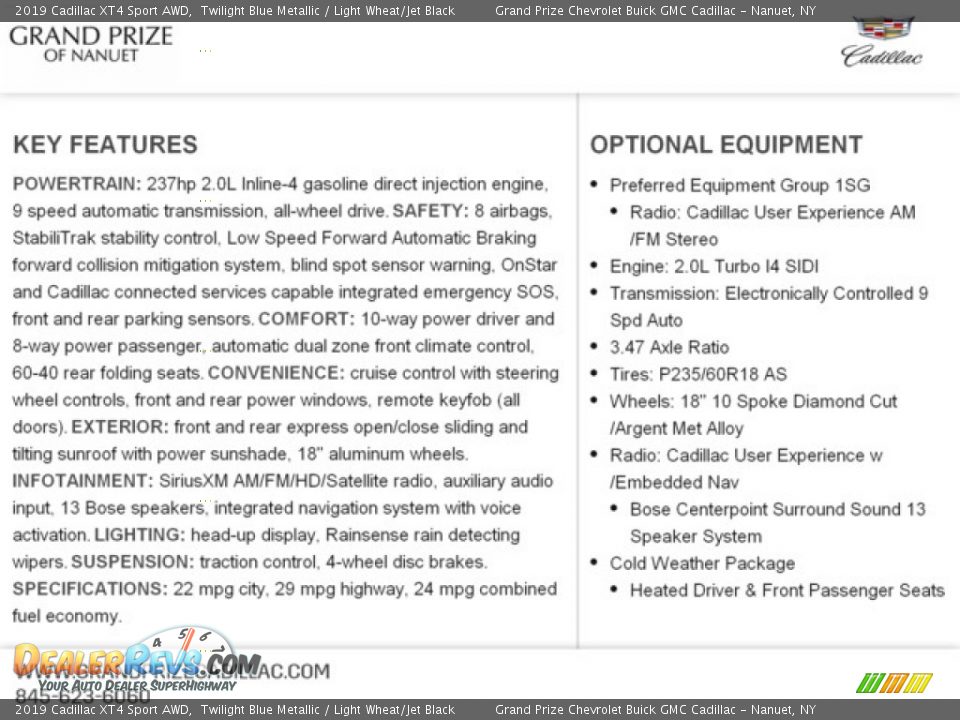 2019 Cadillac XT4 Sport AWD Twilight Blue Metallic / Light Wheat/Jet Black Photo #12