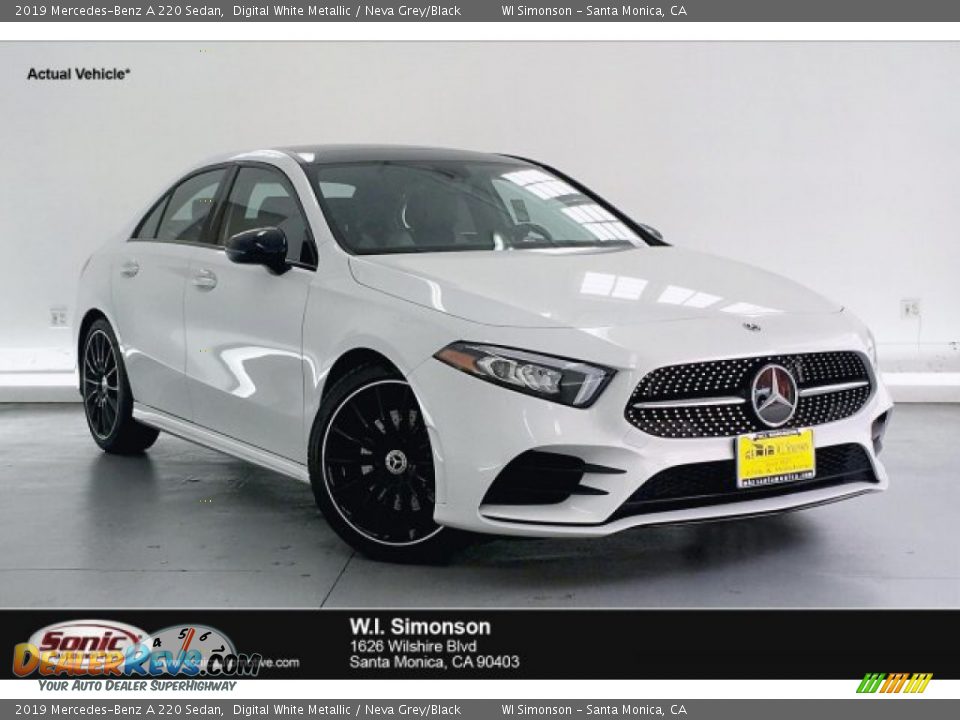 2019 Mercedes-Benz A 220 Sedan Digital White Metallic / Neva Grey/Black Photo #1