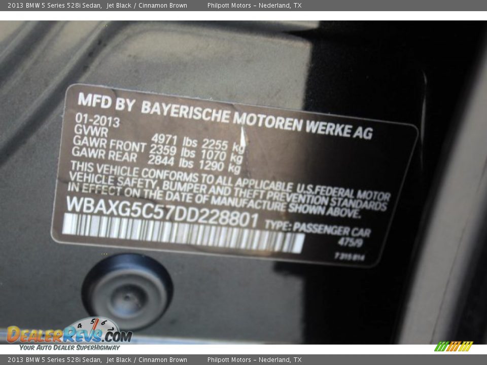 2013 BMW 5 Series 528i Sedan Jet Black / Cinnamon Brown Photo #36