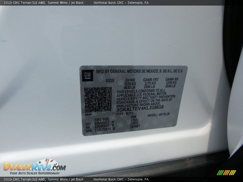 2019 GMC Terrain SLE AWD Summit White / Jet Black Photo #12