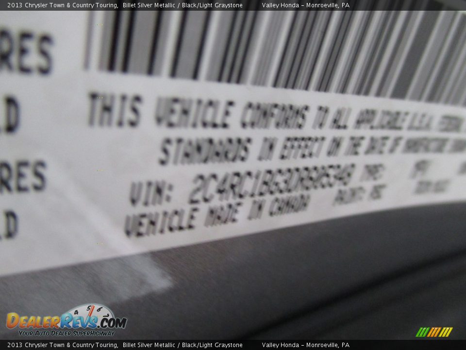 2013 Chrysler Town & Country Touring Billet Silver Metallic / Black/Light Graystone Photo #19