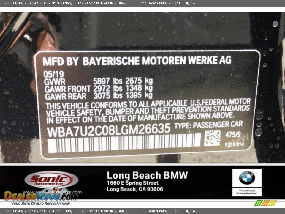 2020 BMW 7 Series 750i xDrive Sedan Black Sapphire Metallic / Black Photo #11