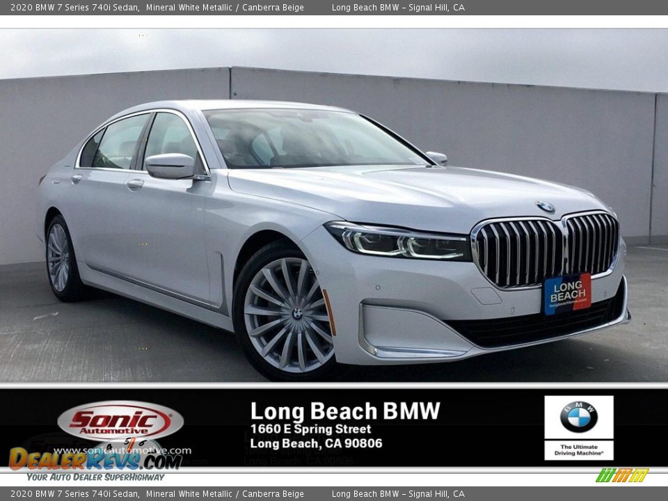 2020 BMW 7 Series 740i Sedan Mineral White Metallic / Canberra Beige Photo #1