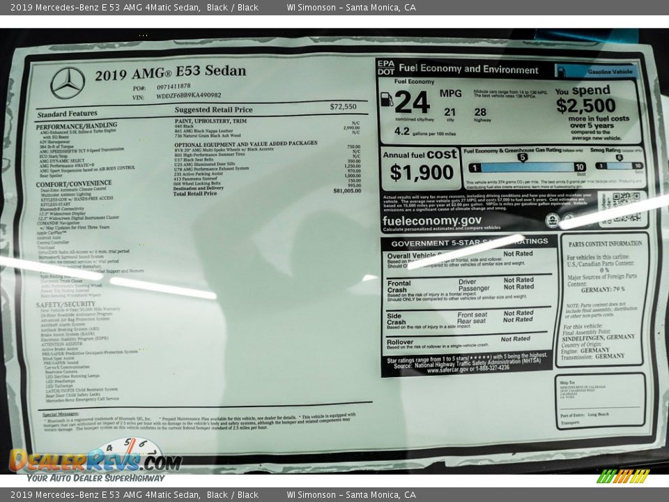 2019 Mercedes-Benz E 53 AMG 4Matic Sedan Black / Black Photo #17